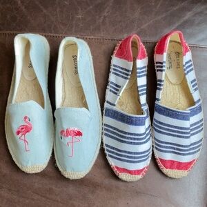 Soludos Flamingo and Striped Espadrilles Set